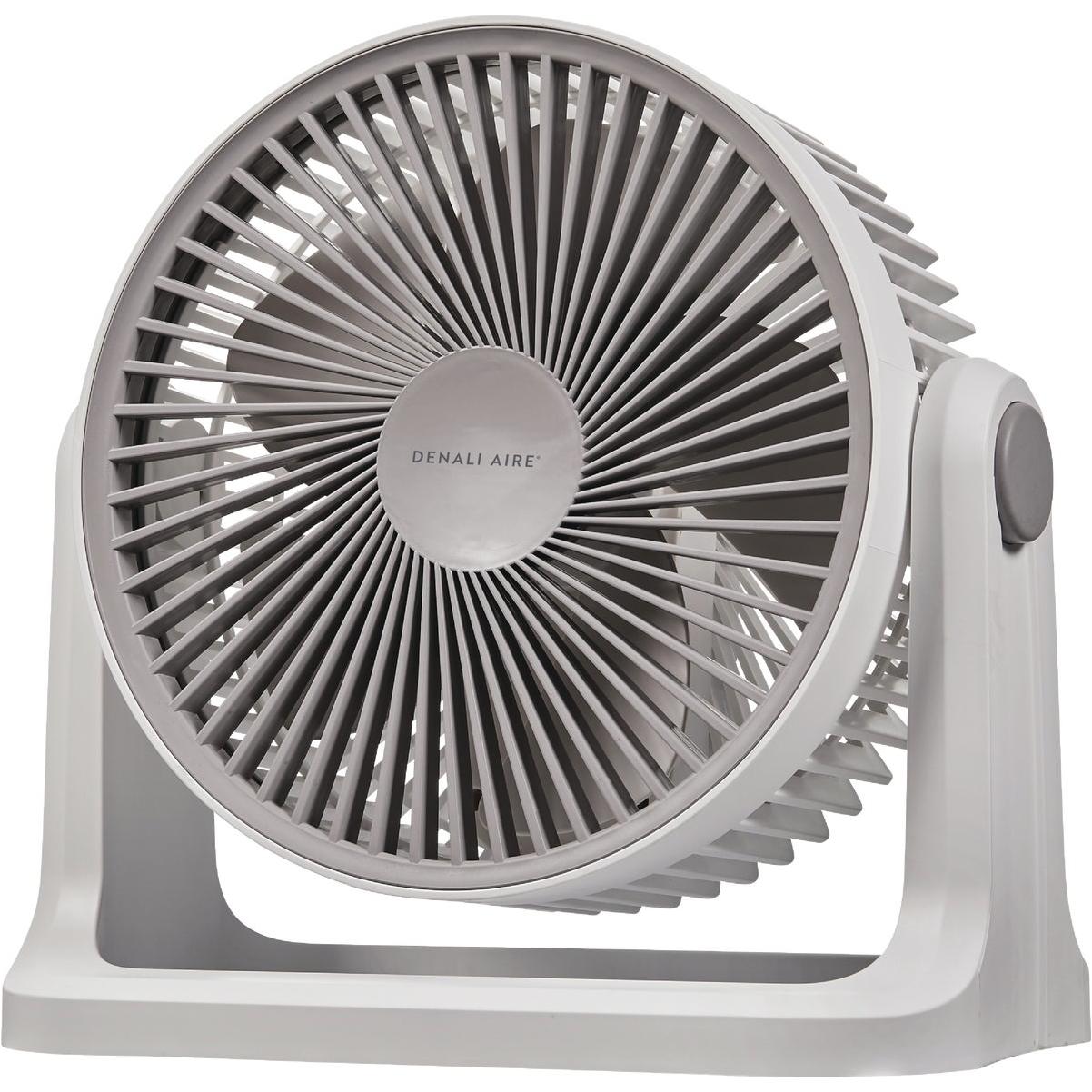 Denali Aire 8 In. Stepless Speed White USB Rechargeable Table Fan