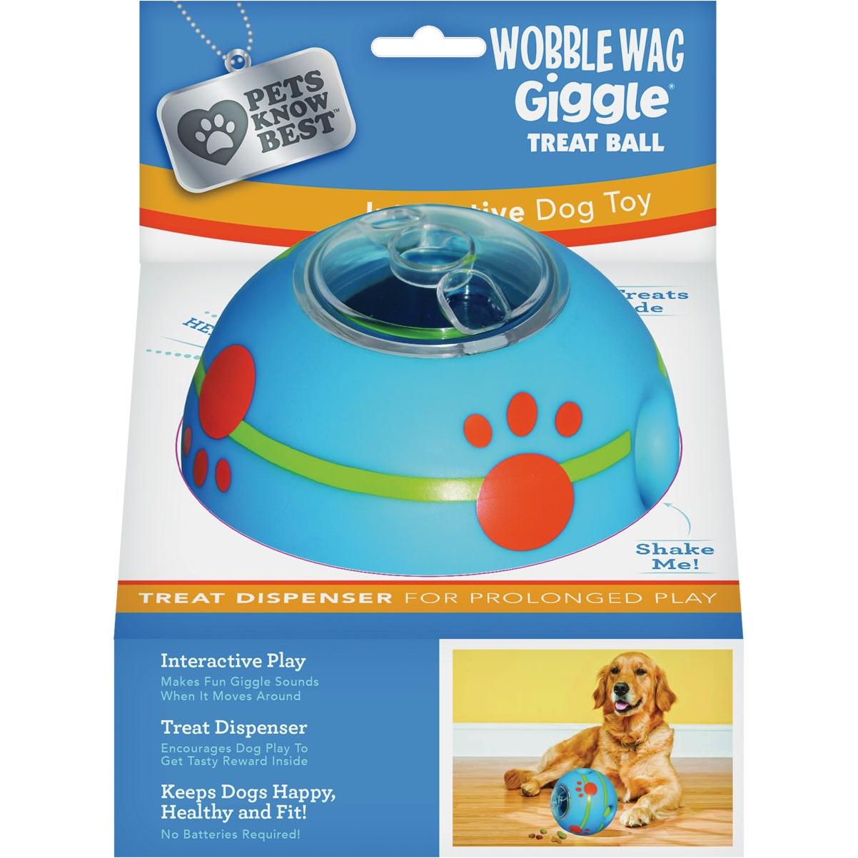 Pets Know Best Wobble Wag Giggle Treat Ball, Interactive Dog Toy & Treat  Dispenser, Blue