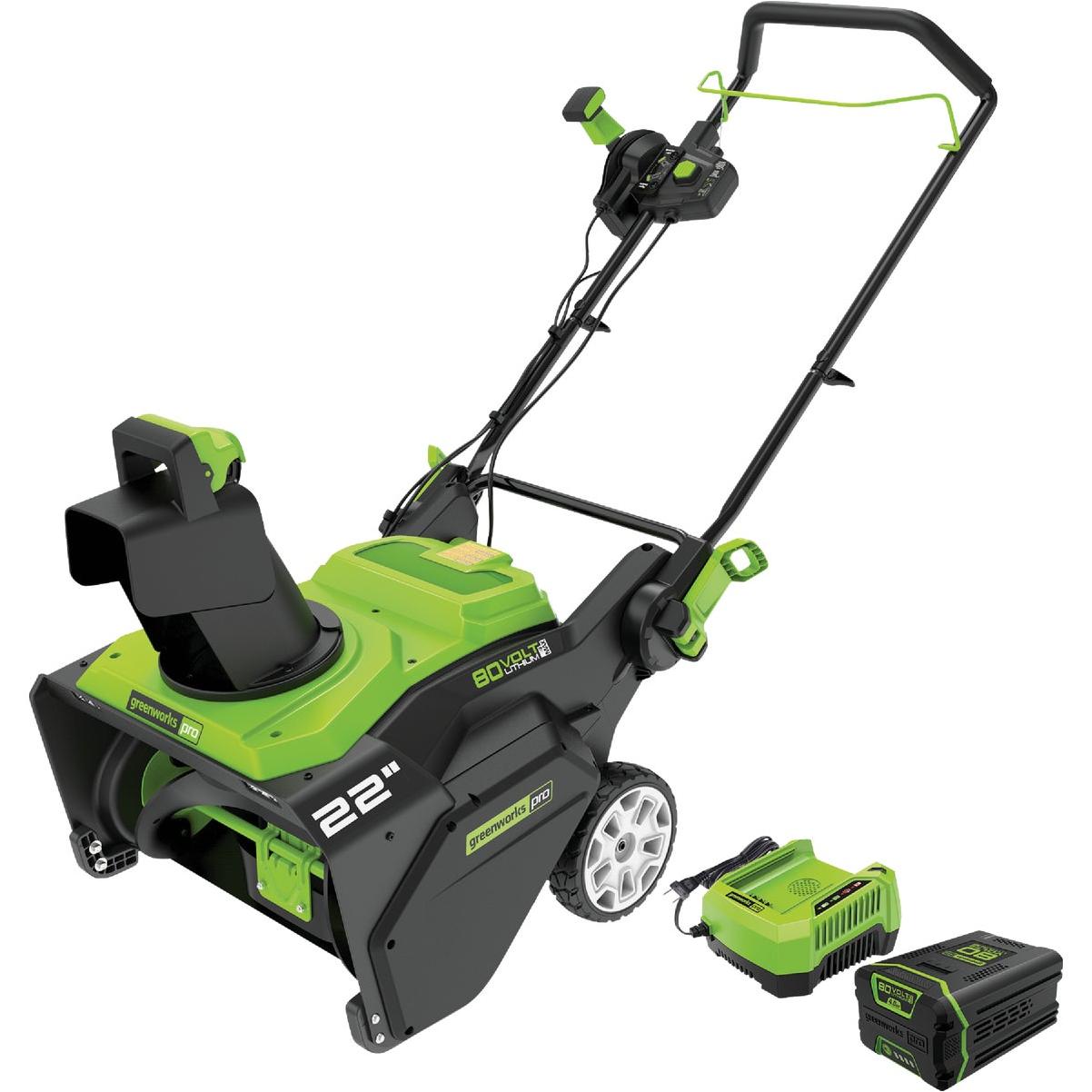 Greenworks 80V 22 In. Single-Stage Snow Blower with 4.0 Ah Battery & Charger
