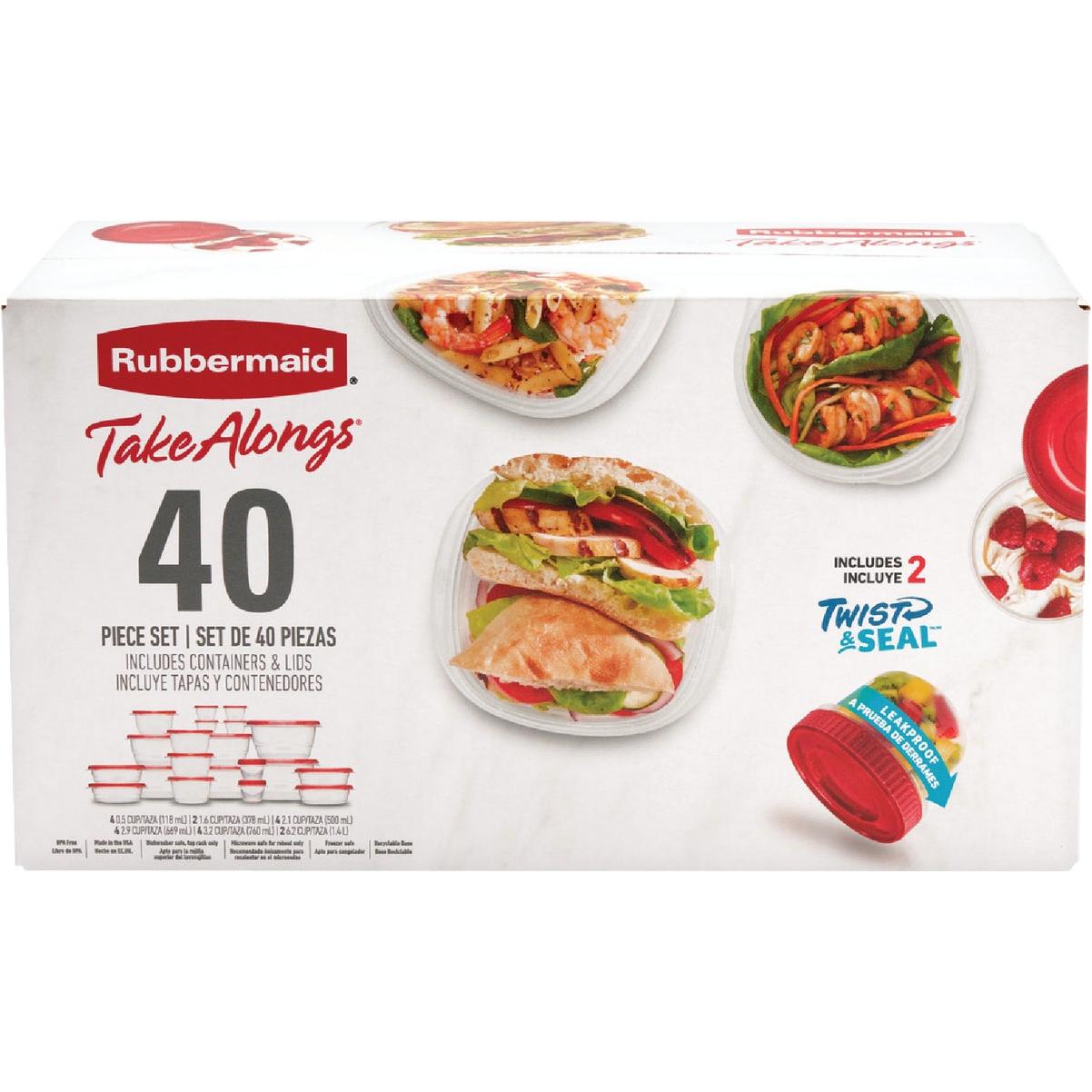 Rubbermaid TakeAlongs Food Storage Containers, 40 Piece Set, Ruby Red