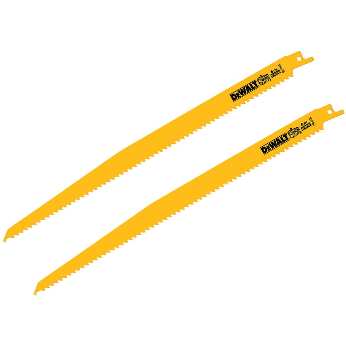 DEWALT 12 In. 6 TPI Taper Back Bi-Metal Reciprocating Saw Blade (2-Pack)