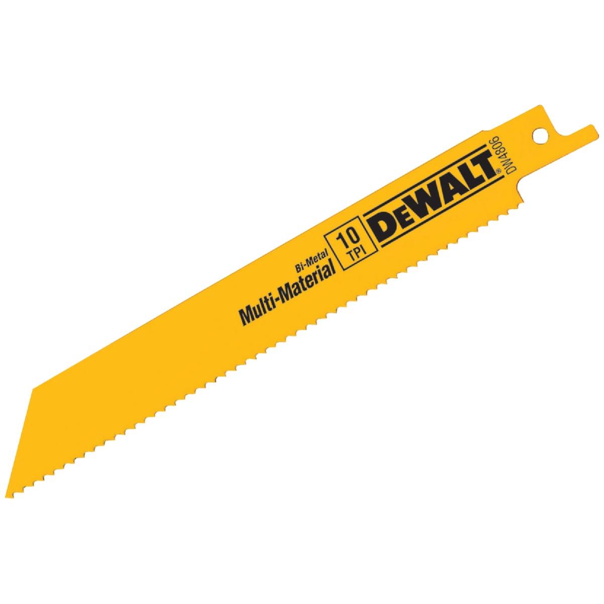 DEWALT 6 In. 10 TPI Bi-Metal Multi-Material Reciprocating Saw Blade (5-Pack)