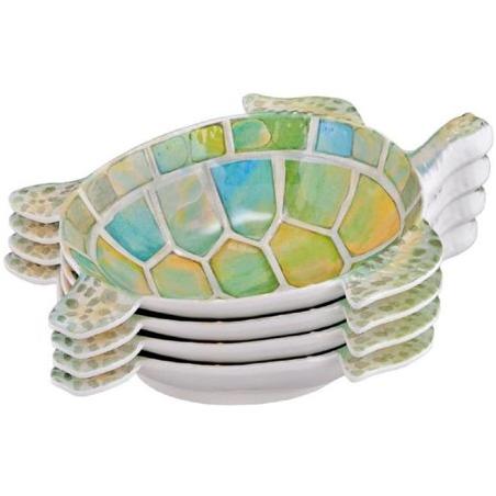 4 Sea Turtle Design Melamine Bowls 415 10.5 Inches