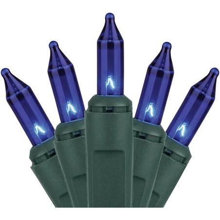 Home Impressions Blue 100-Bulb Mini Incandescent String Light Set with Green Wire