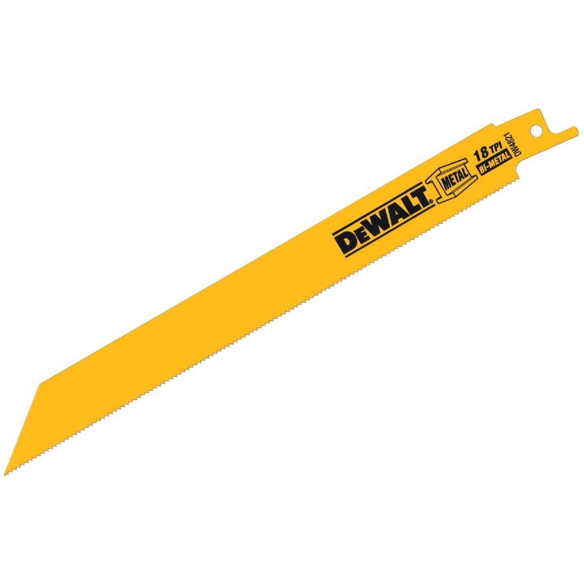 DEWALT 8 In. 18 TPI Bi-Metal Metal Reciprocating Saw Blade (5-Pack)