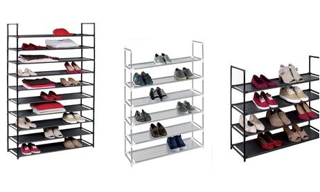 Grey 4 Tier - Plastic Shoe Rack And Storage Closet Organizer - 12 Pair Capacity