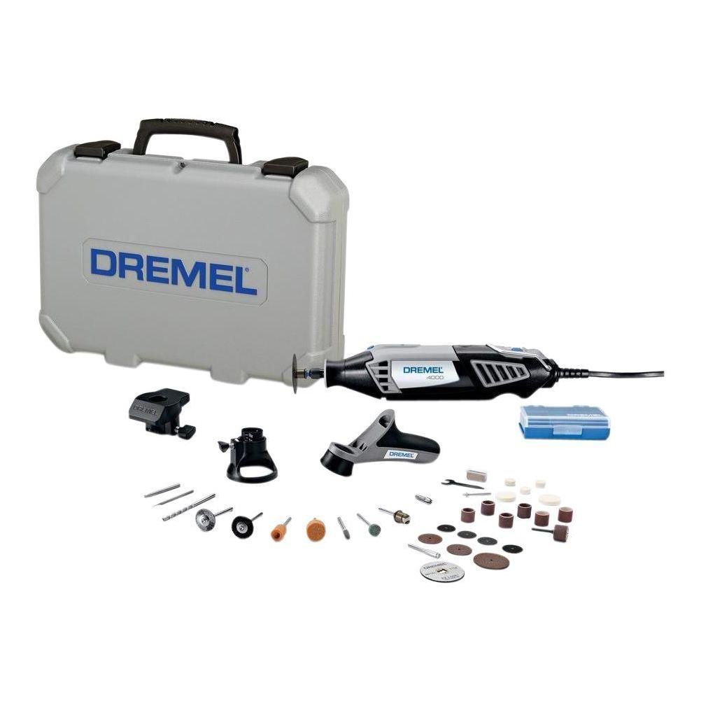 4000 Series 1.6 Amp Variable Speed Corded Rotary Tool Kit with 34  Accessories, 3 Attachments and Carrying Case