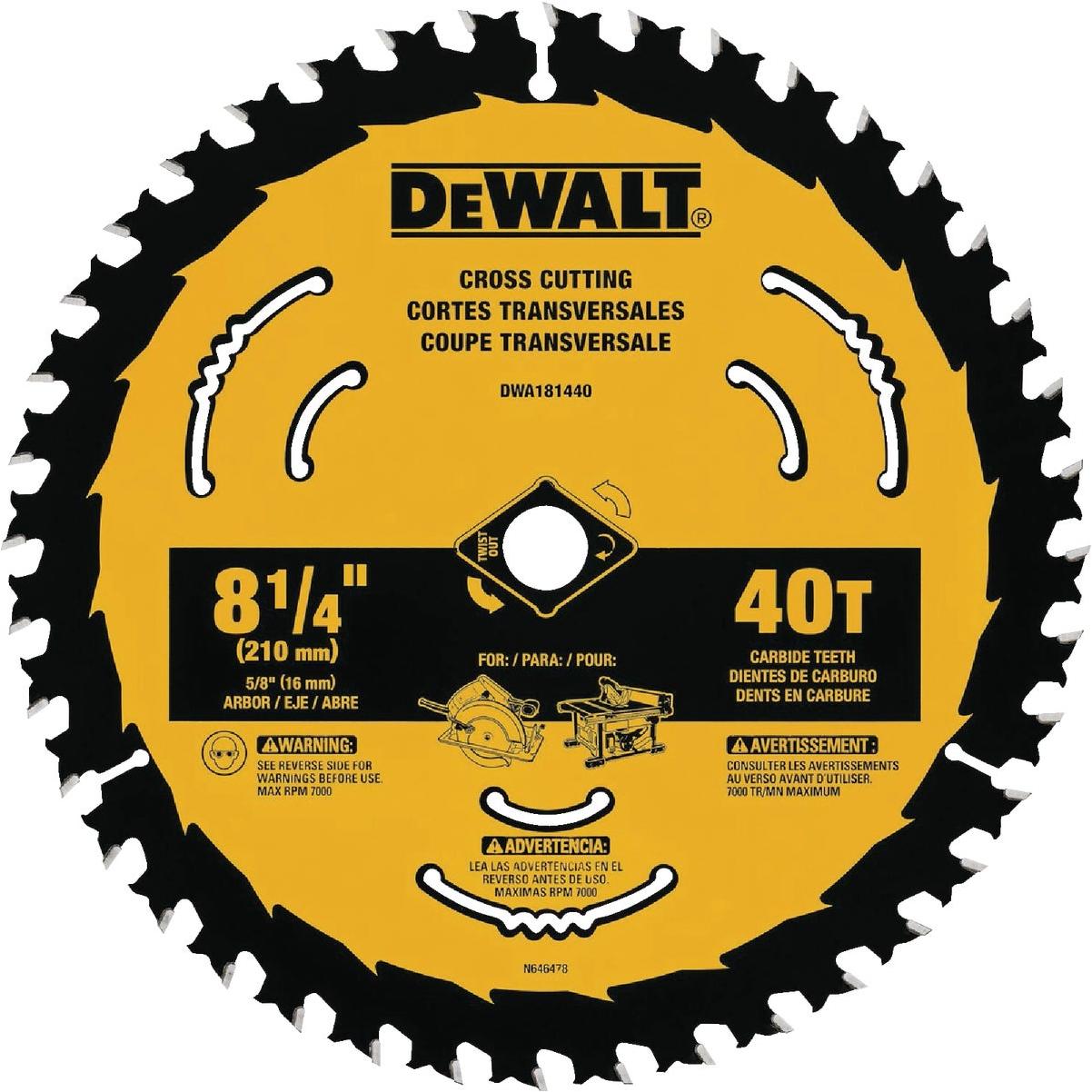 DEWALT 8-1/4 In. 40-Tooth Circular Saw Blade