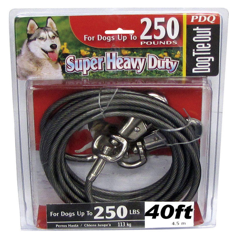 PDQ Silver Tie-Out Vinyl Coated Cable Dog Tie Out X-Large