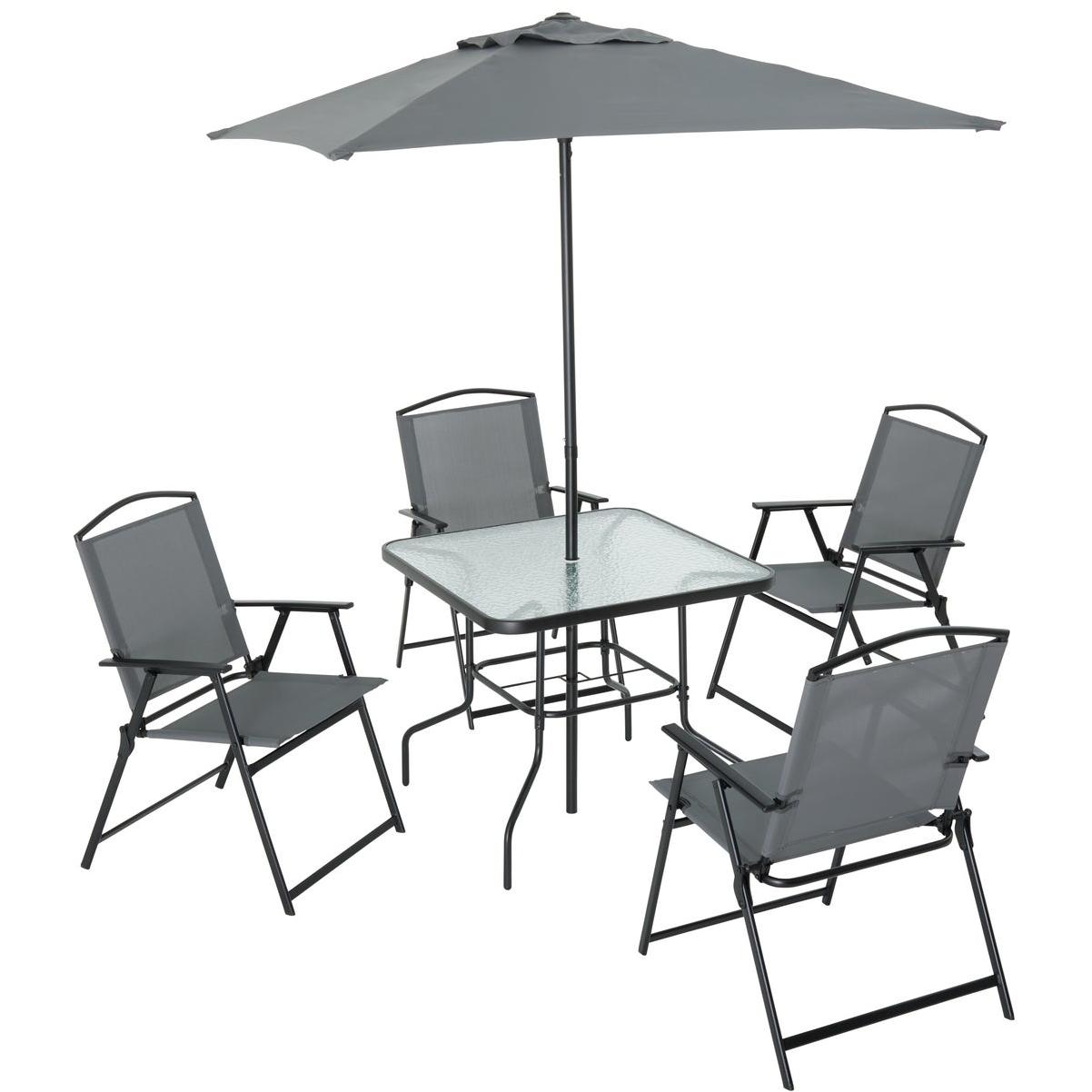 Outdoor Expressions 6Piece Sling Dining Set with Umbrella Do It