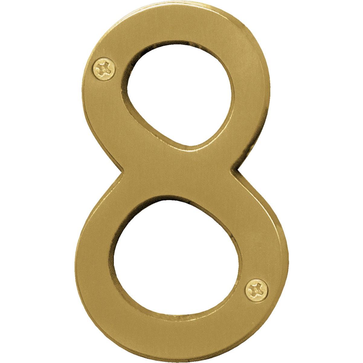 Hy-Ko 4 In. Brushed Brass Number 8