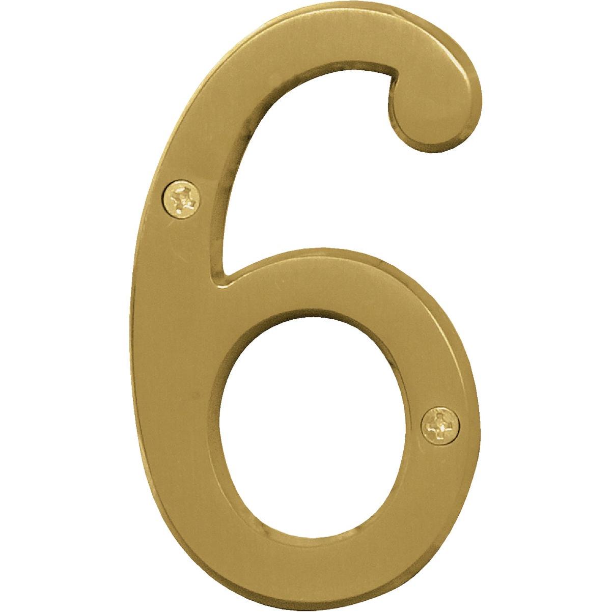 Hy-Ko 4 In. Brushed Brass Number 6