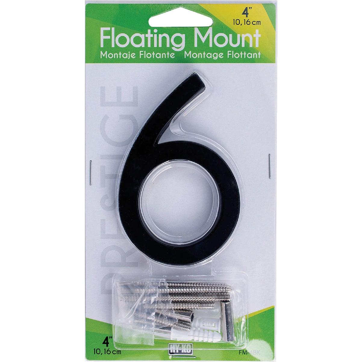 Hy-Ko 4 In. Black Floating Mount Number 6