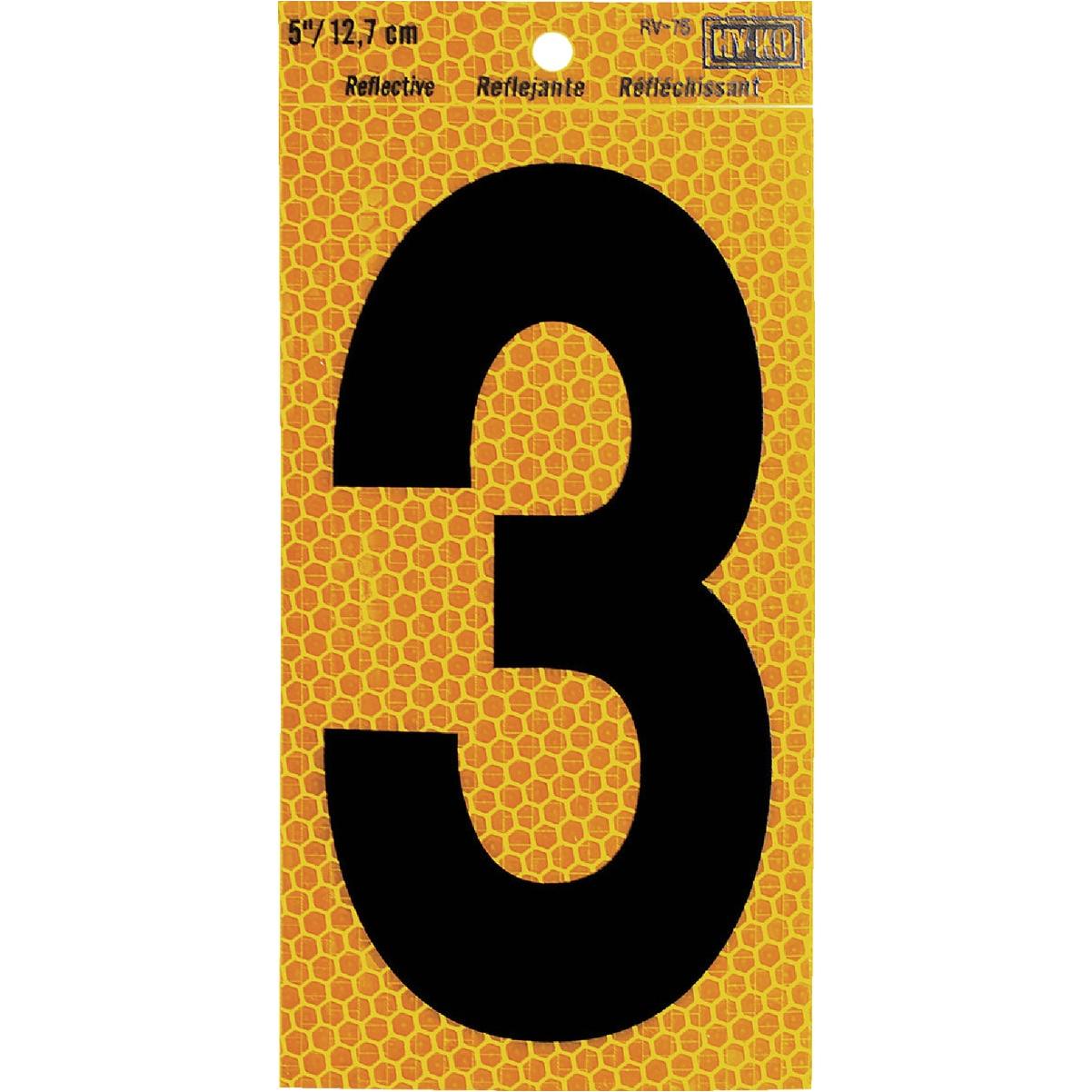 Hy-Ko 5 In. Yellow Reflective Number 3