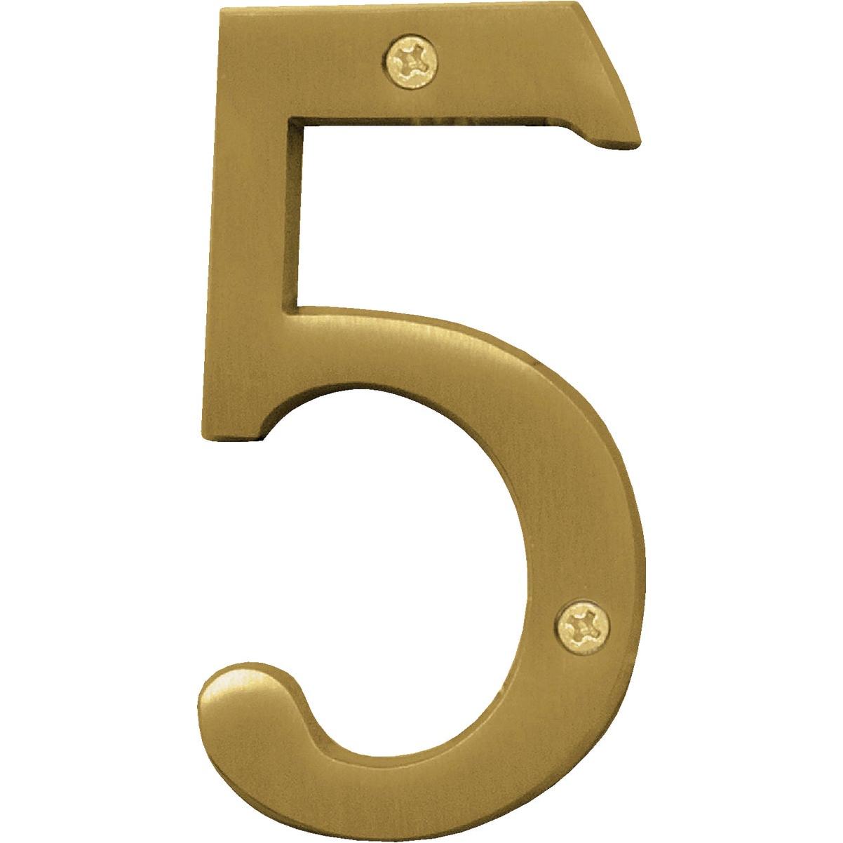Hy-Ko 4 In. Brushed Brass Number 5
