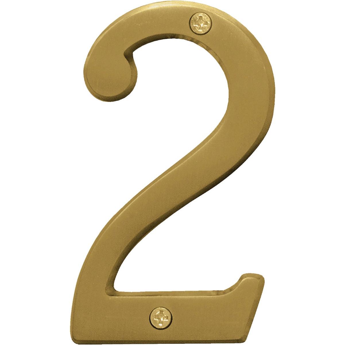 Hy-Ko 4 In. Brushed Brass Number 2
