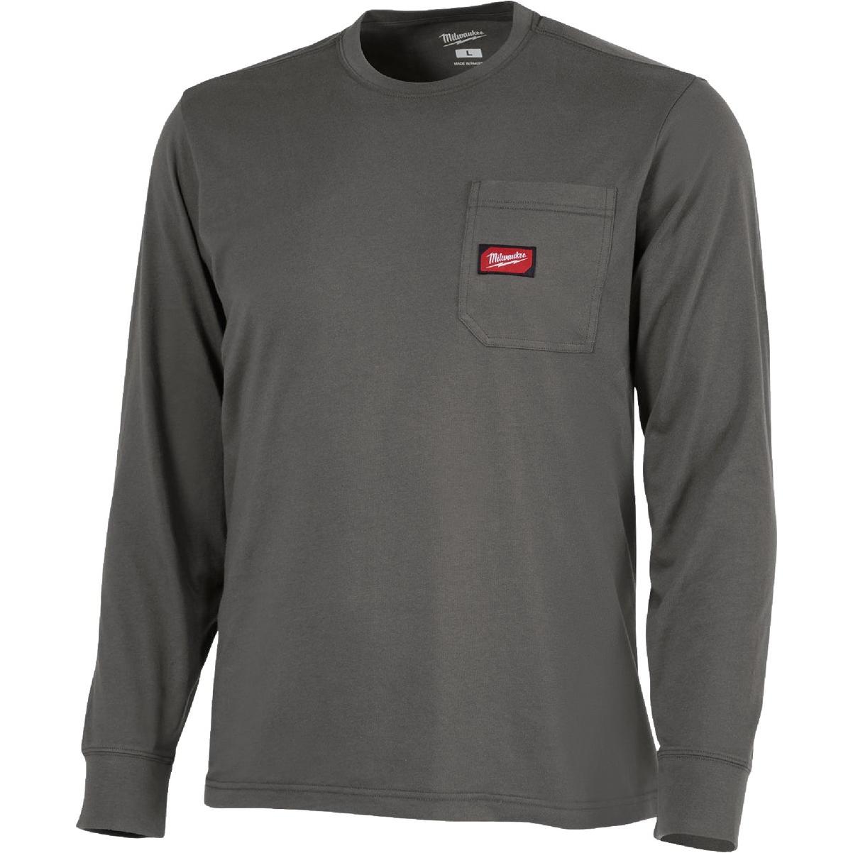 Milwaukee GridIron 2XL Gray Long Sleeve Heavy-Duty Pocket T-Shirt