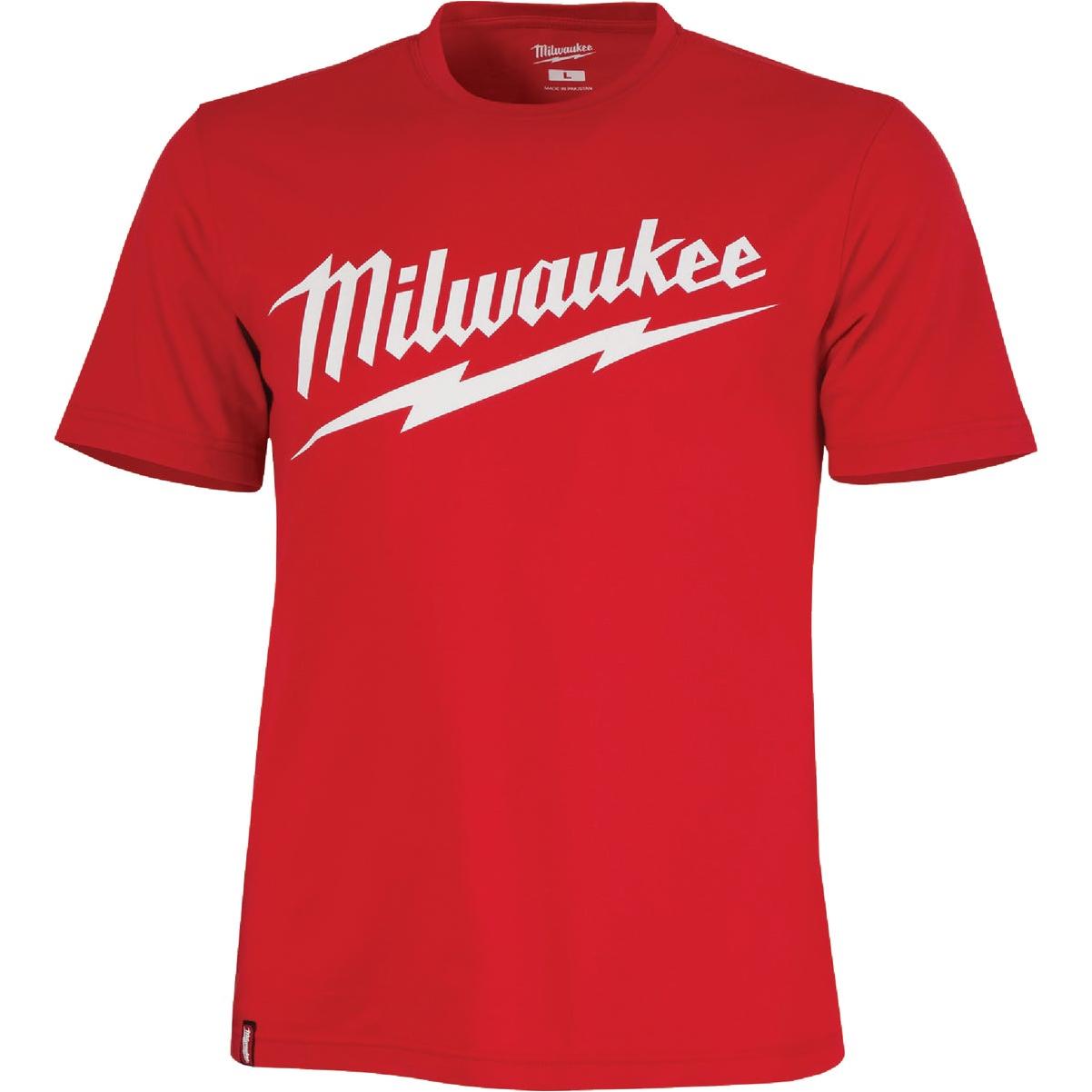 Milwaukee Large Red Short Sleeve Men's Heavy-Duty T-Shirt