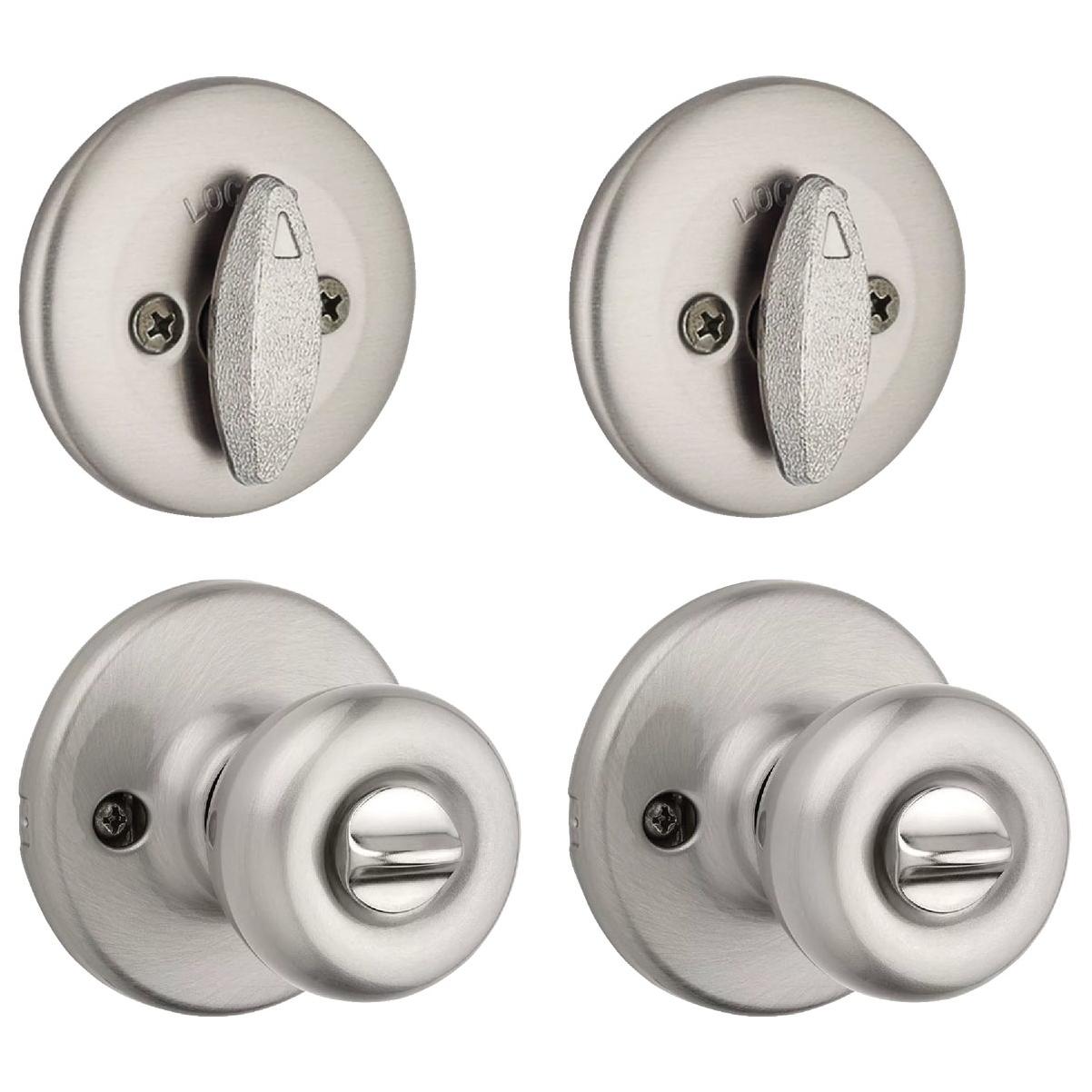 Kwikset Tylo Satin Chrome Deadbolt and Door Knob Combo