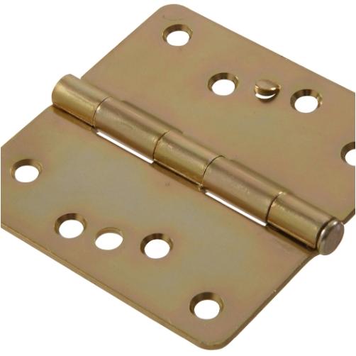 852866 0.25 in. Round Corner Security Stud Door Hinges Zinc & Yellow-dichromate