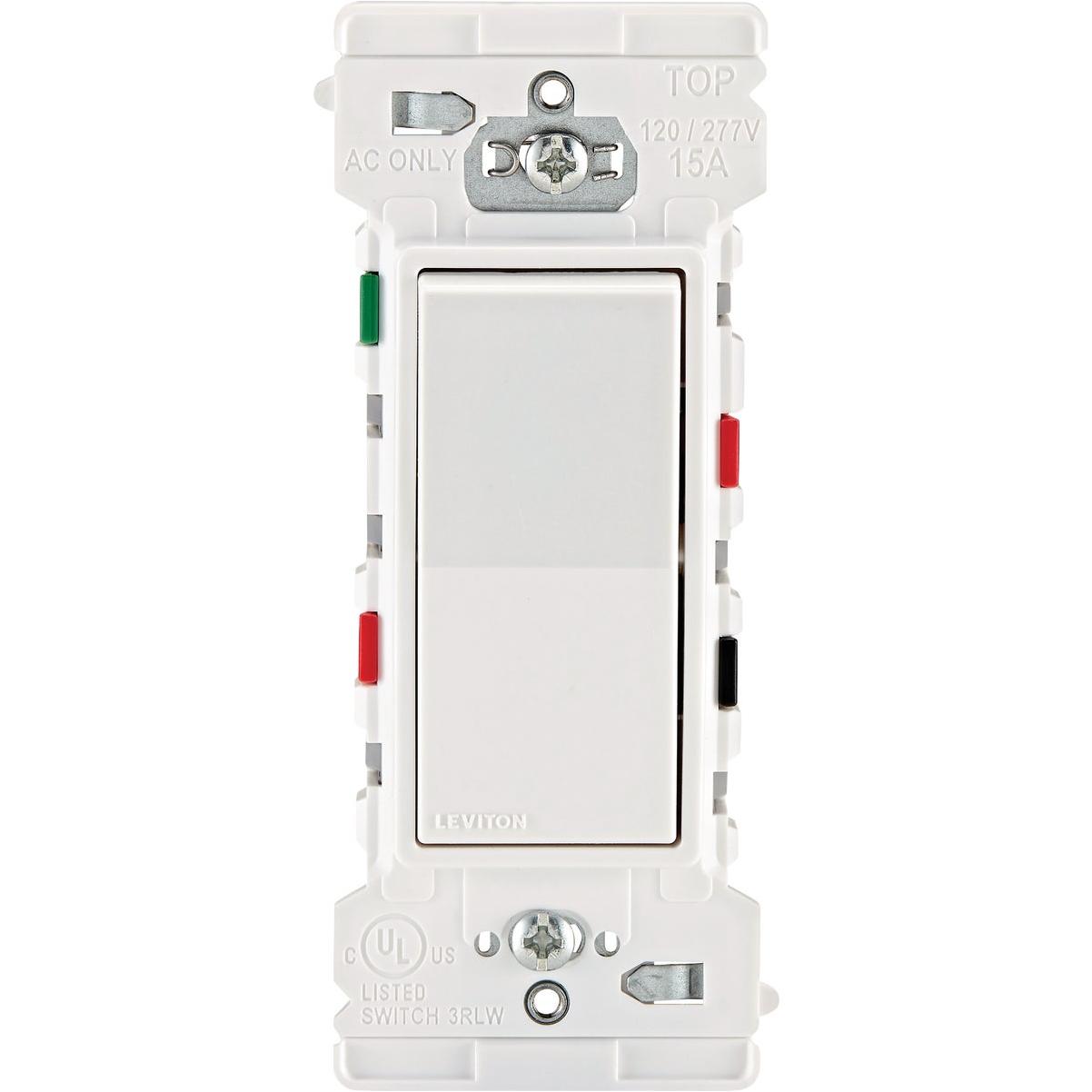 Leviton Decora Edge Rocker White 15A Quiet 3-Way Switch
