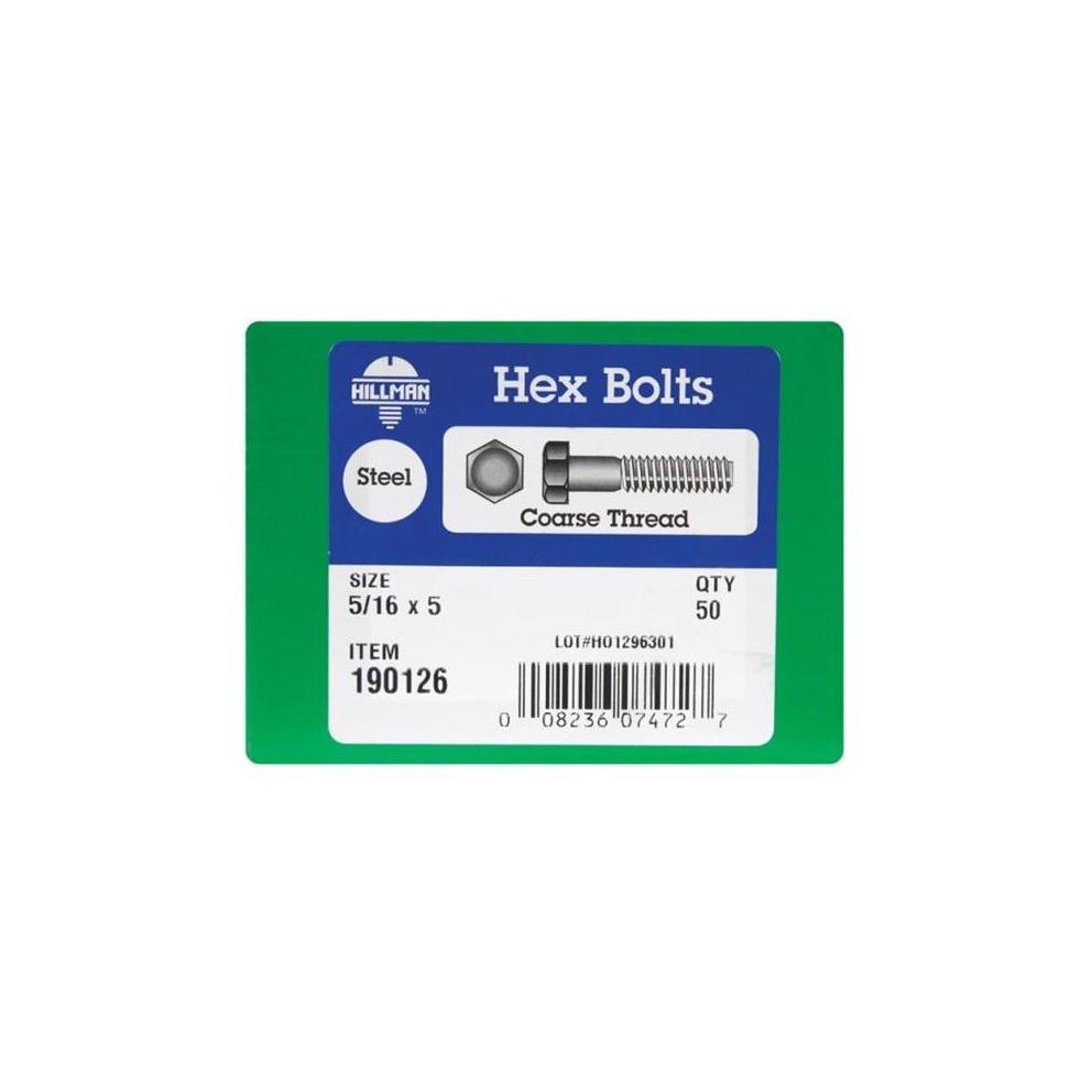 Hillman 5/16-in-18 Zinc-Plated Hex-Head Standard (SAE) Bolt