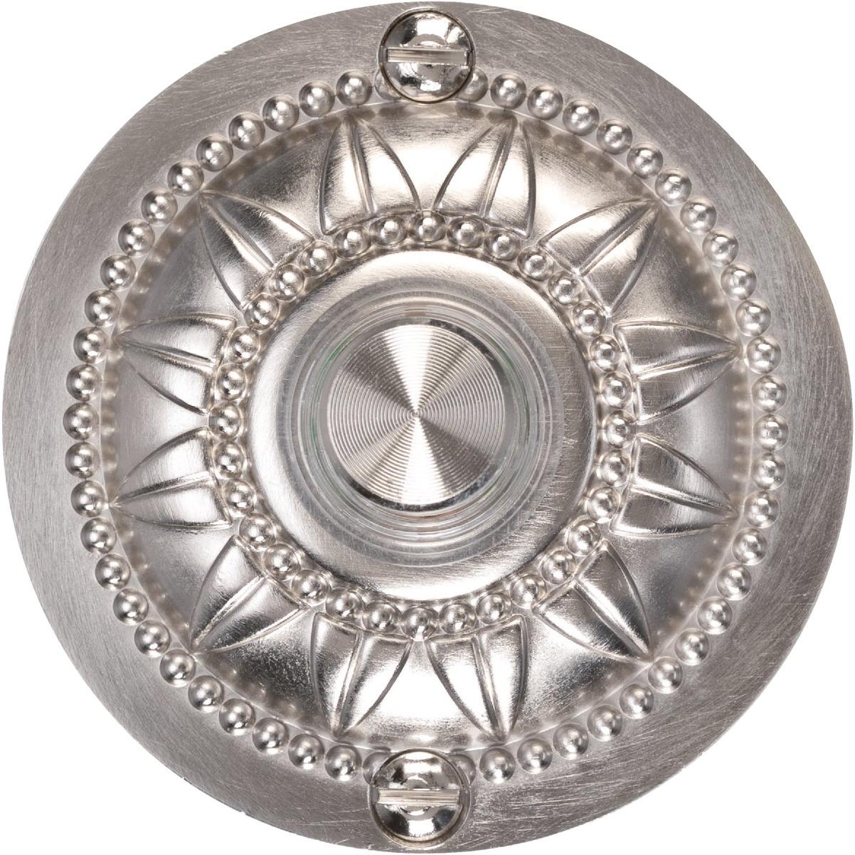 IQ America Wired Brushed Nickel Medallion Design Lighted Doorbell Push-Button