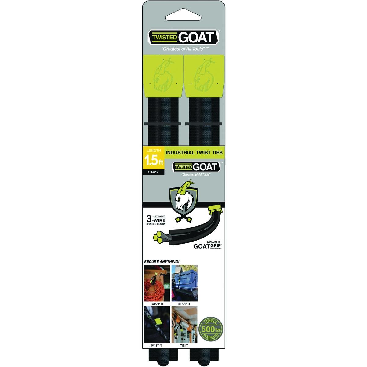 Twisted GOAT 1.5 Ft. Green Industrial Ties (2-Pack)