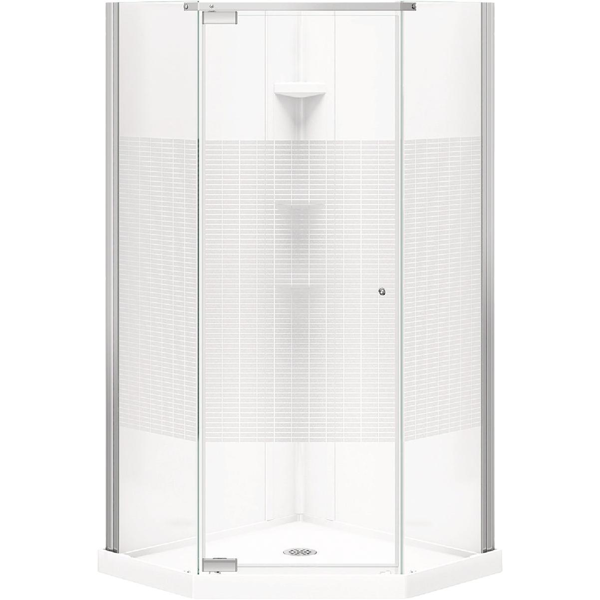 Maax Begonia Carbon 36 In. L x 36 In. D x 72 In. H Polystyrene Center Drain Shower Kit in White with Carbon Glass in Chrome