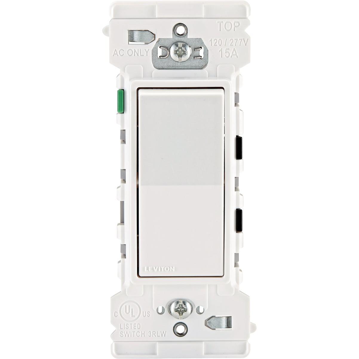Leviton Decora Edge Residential Grade 15A Rocker Single Pole Switch, White