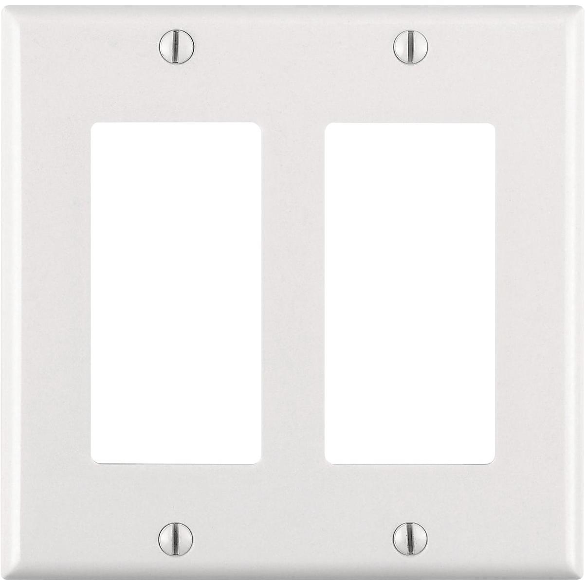 Leviton Decora 2-Gang Antimicrobial Treated Outlet Wall Plate, White