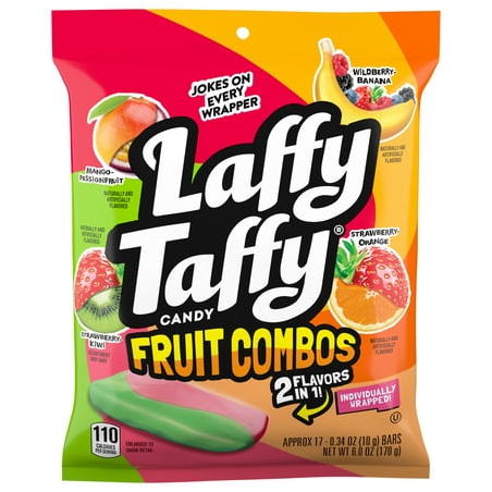 Laffy Taffy Mini Fruit Combos  Dual Flavored Candy  Peg 6 oz