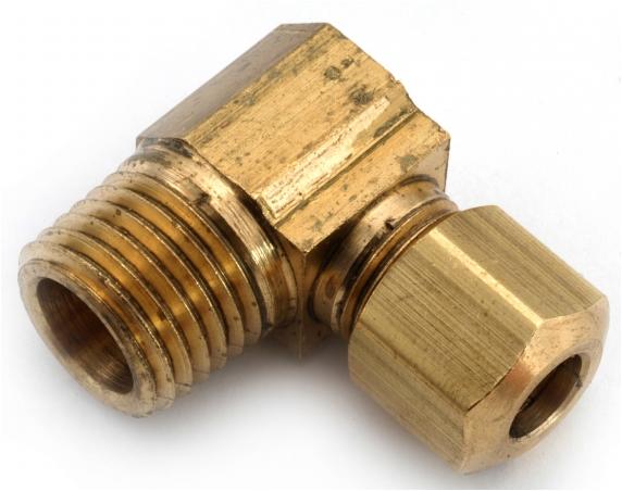 Lead Free Brass Compression Fittings - 45 Degree Elbows - 3/8 Tube O.D. x  3/8 MIP