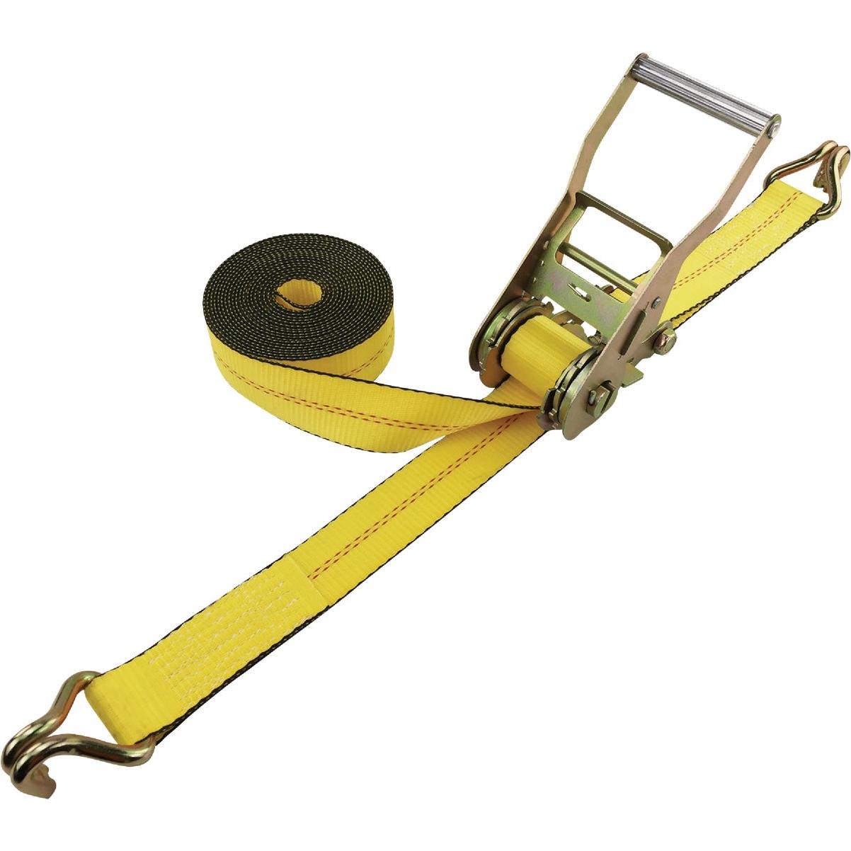 2 in. x 27 ft. 10,000 lbs. Self Tensioning Ratchet Strap with Double 2 in. x 27 ft. 10,000 lbs. Self Tensioning Ratchet Strap with Double