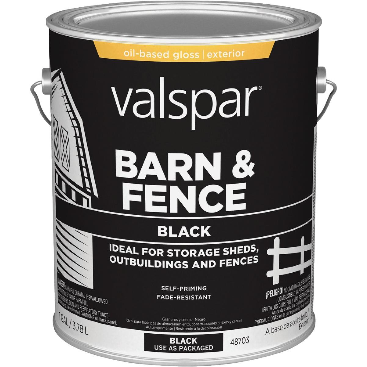 Valspar Alkyd Exterior Oil Paint & Primer In One Barn & Fence Paint, Black, 1 Gal.