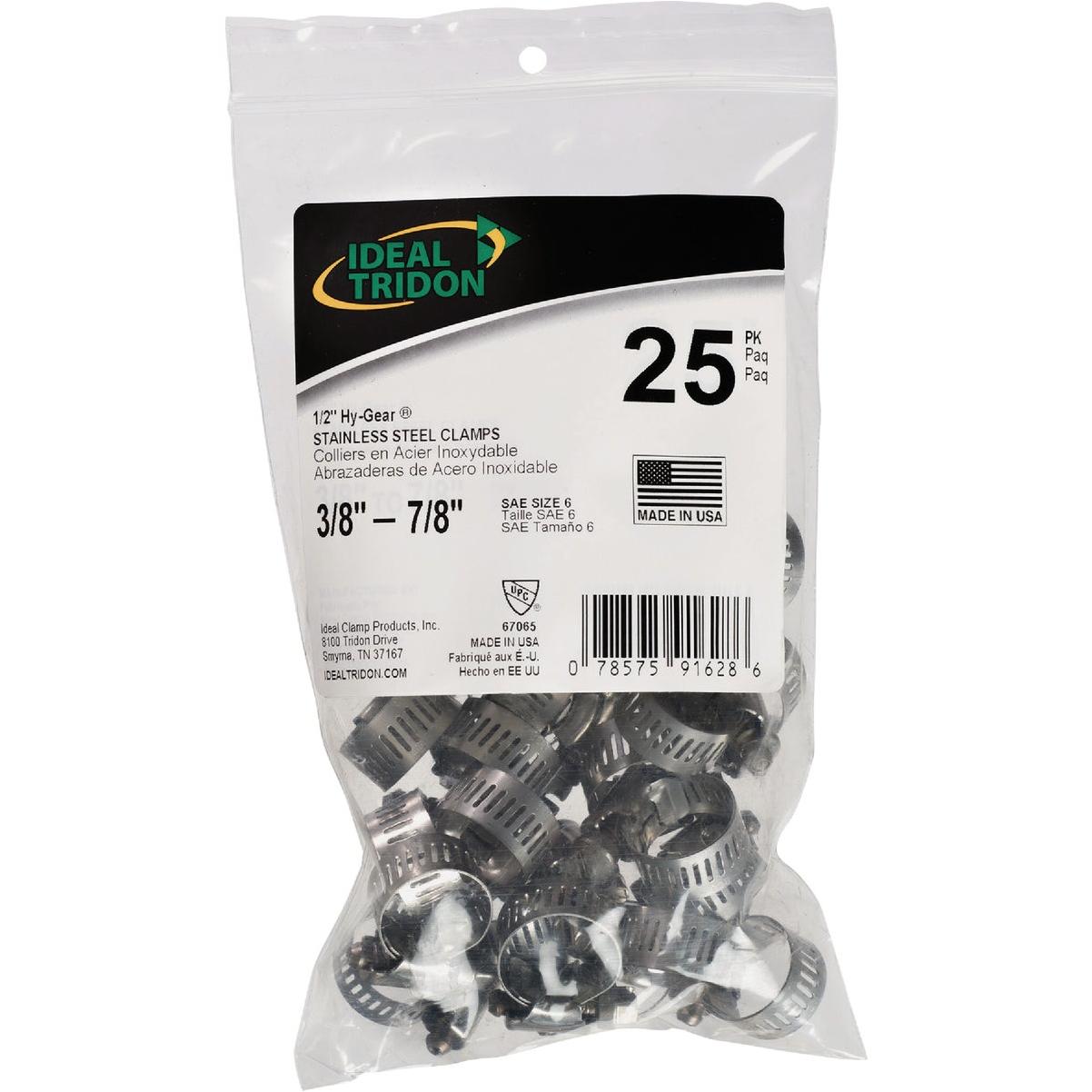 Ideal HY-GEAR 3/8 In. To 7/8 In. Stainless Steel Worm Gear Hose Clamps (25-Piece)