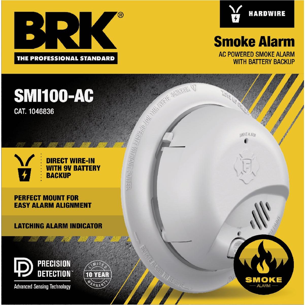 BRK SMI100-AC Interconnect Hardwire Ionization Smoke Alarm with Battery Backup