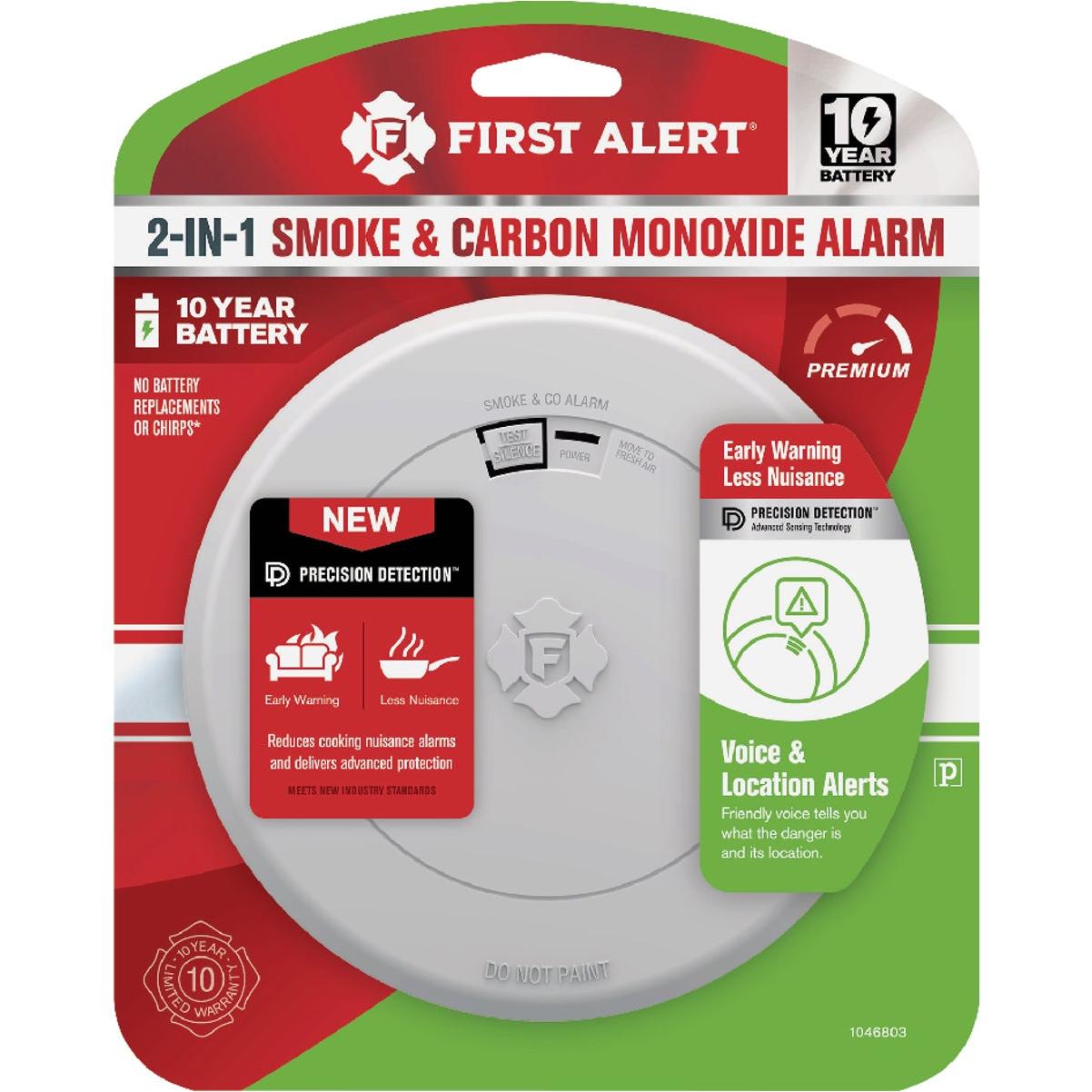 First Alert SMCO210V 2-In-1 10-Year Battery Photoelectric Smoke & Carbon Monoxide Alarm with Voice Alerts