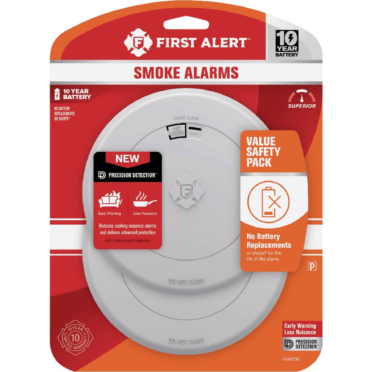 First Alert SM210 10-Year Battery Photoelectric Smoke Alarm with Slim Profile (2-Pack)