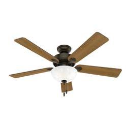 Hunter Fan Swanson 50901 Ceiling Fan - 5 Blades - 52" Diameter - 3 Speed - Oscillating, Reversible Blades - 16.7" Height - Aluminum, Resin, Glass, Pla