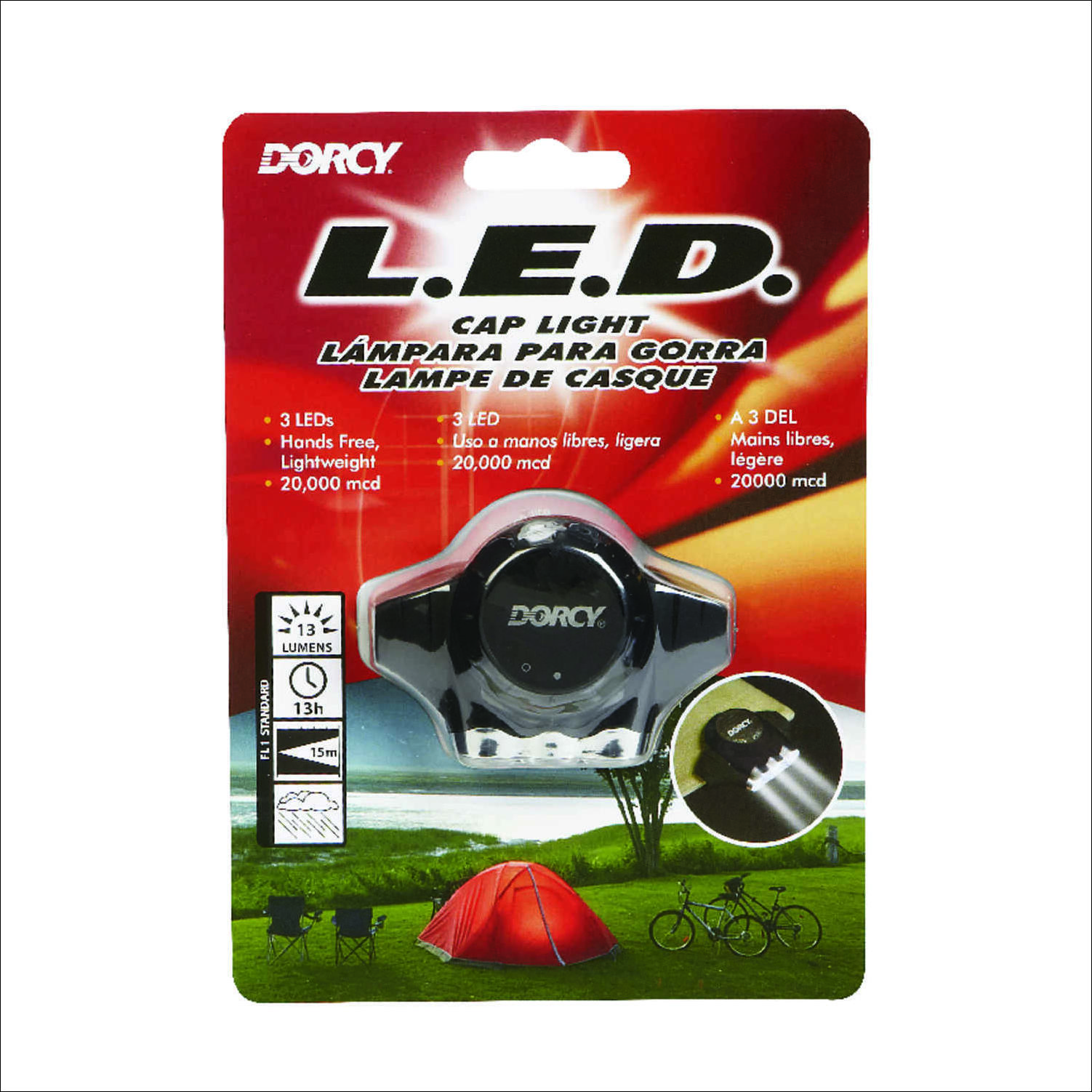 Dorcy 13 lumens Black LED Cap Light CR2016 Battery
