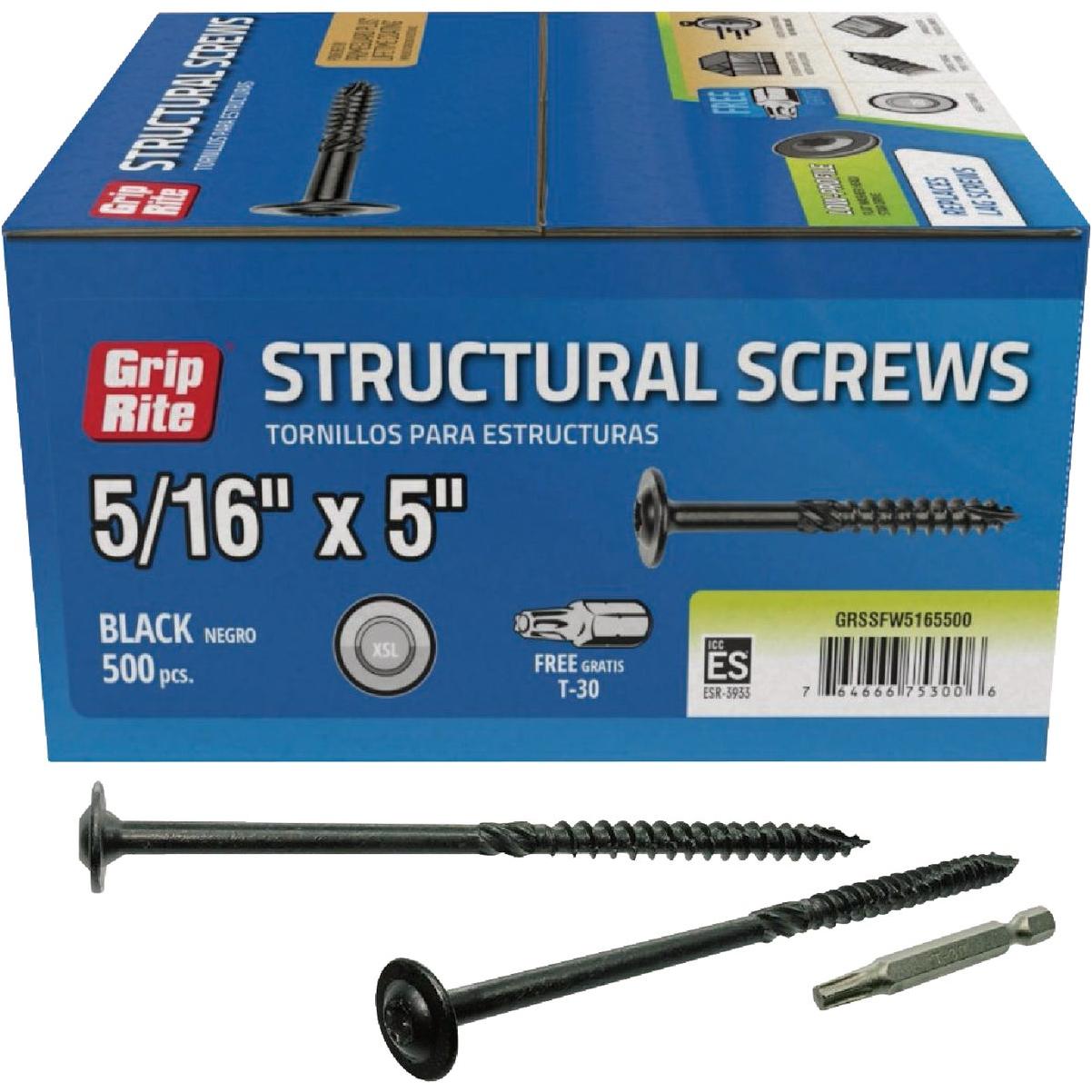 Grip-Rite PrimeGuard Plus 5/16 In. x 5 In. Flat Washer Head Structure Screw (50-Count)