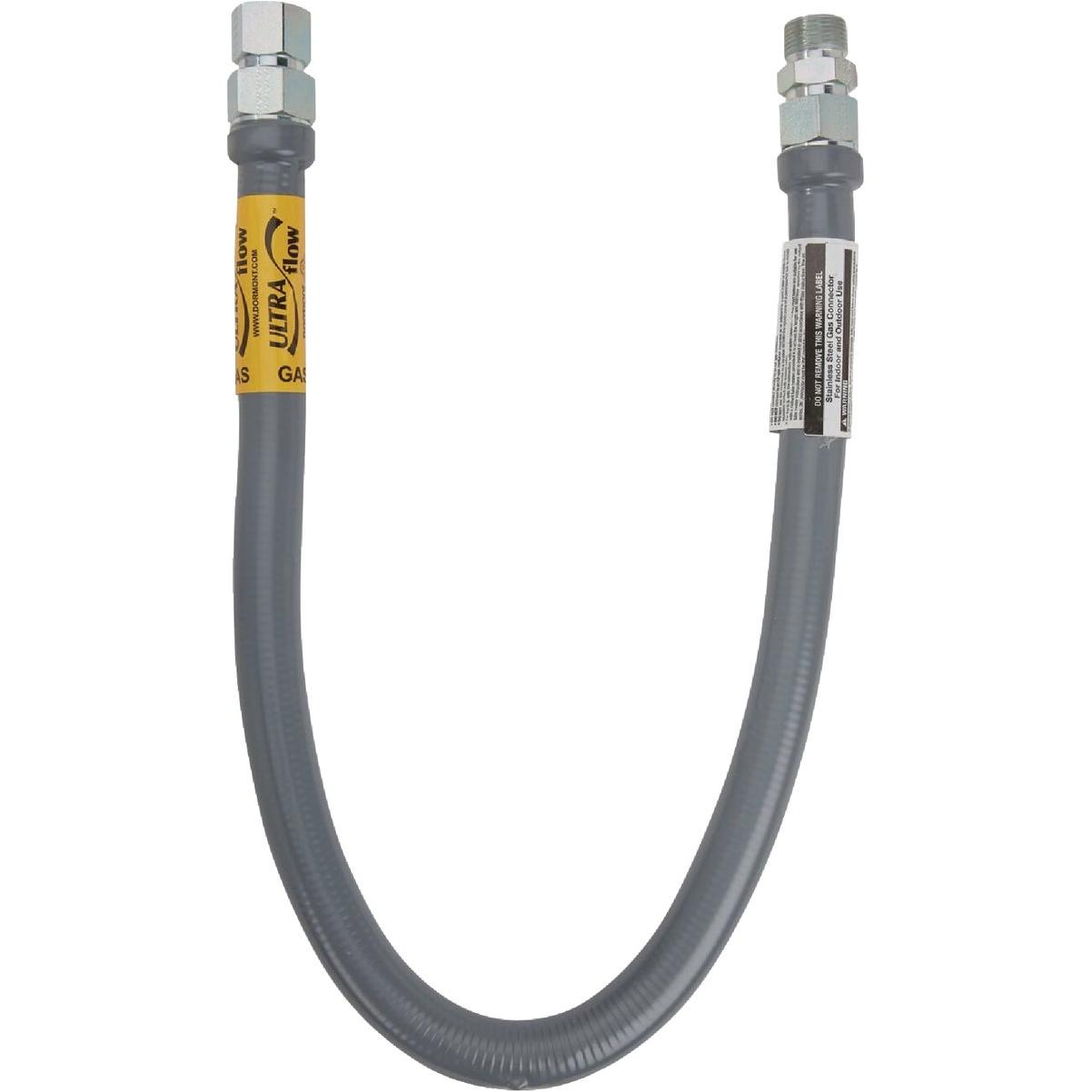 Dormont Ultra Flow 1-1/4 In. OD x 48 In. Stainless Steel Gas Connector, 1 In. Male x 1 In. Female (Tapped 3/4 In. Female)