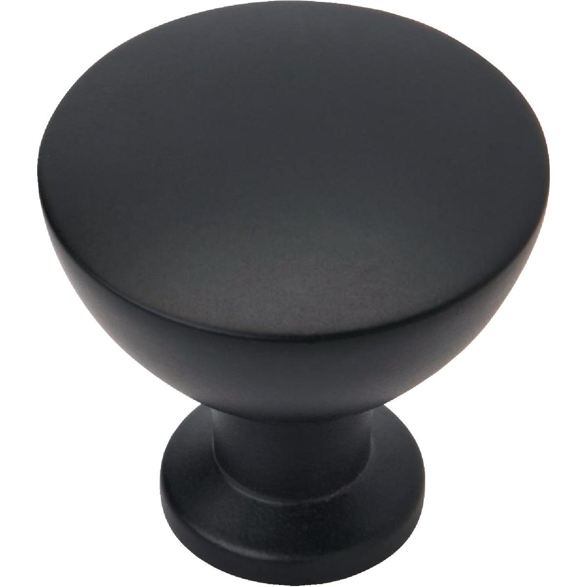 Amerock Grail 1.25 In. Dia. Round Matte Black Cabinet Knob With Mounting Hardware