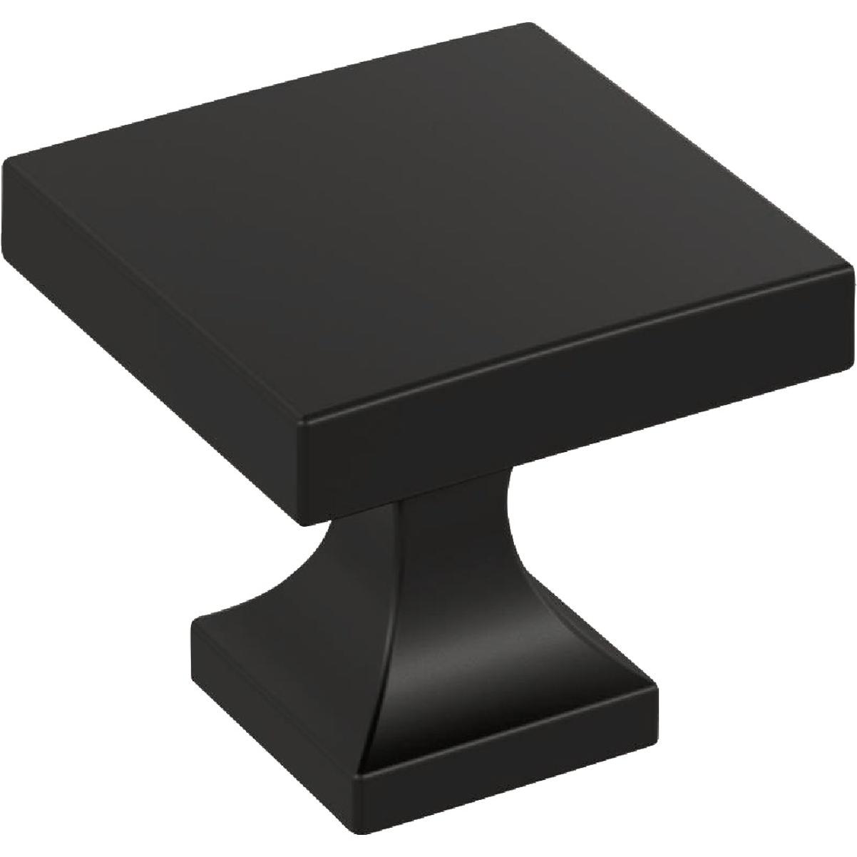 Amerock Pedestal 1.0625 In. Square Matte Black Knob With Mounting Hardware