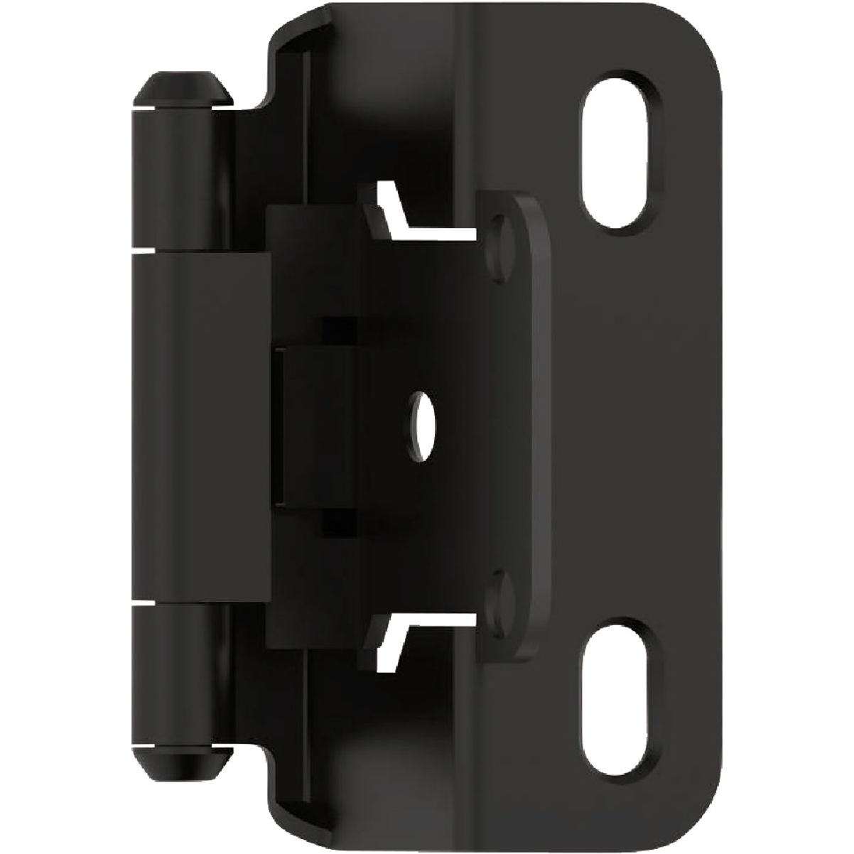 Amerock Overlay Self Closing Partial Wrap Matte Black Cabinet Hinge (2-Pack)