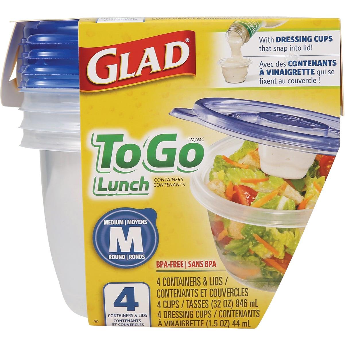 Glad ToGo Lunch 32 Oz. Clear Medium Round Container (4-Pack)