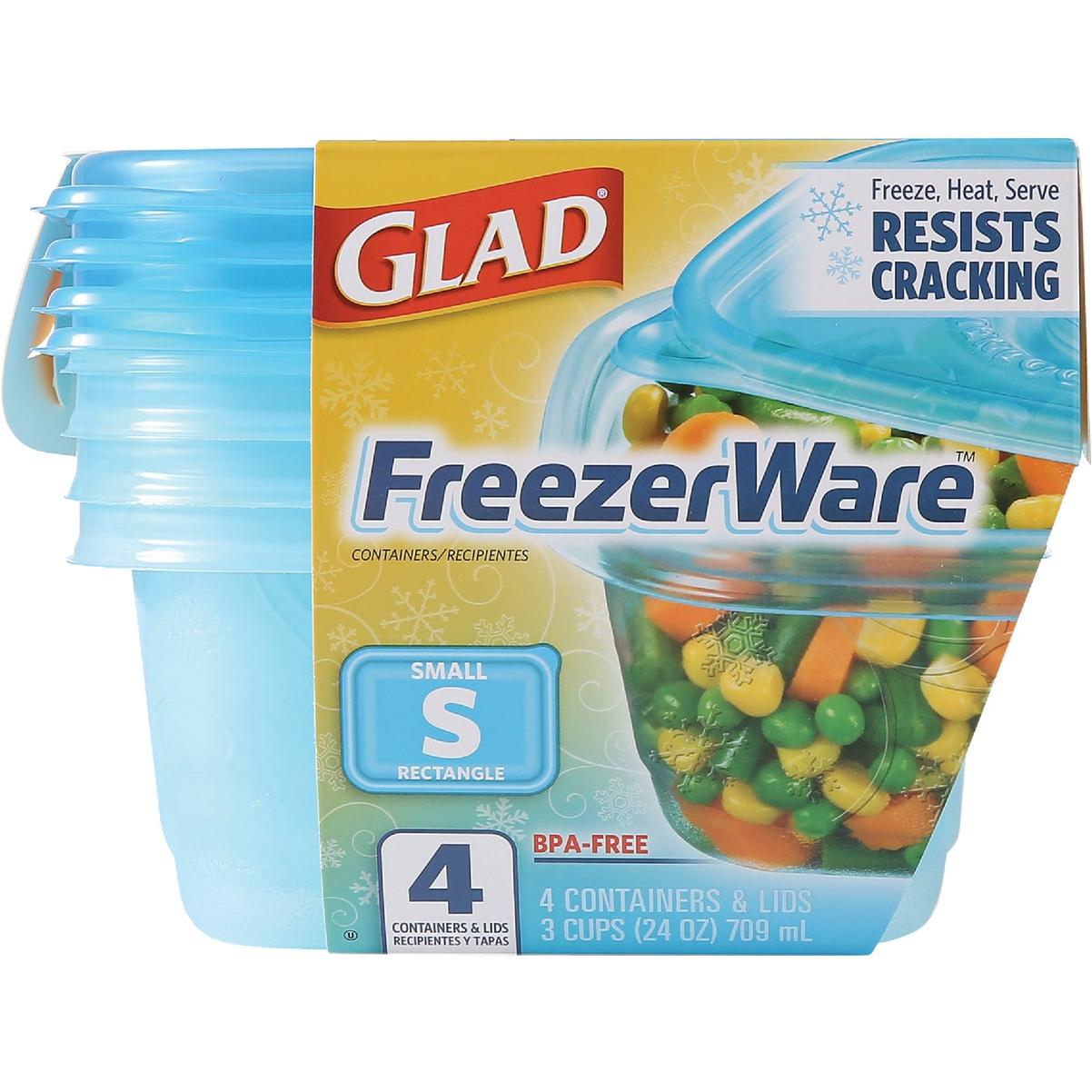 Glad Freezerware 24 Oz. Blue Rectangle Container (4-Pack)