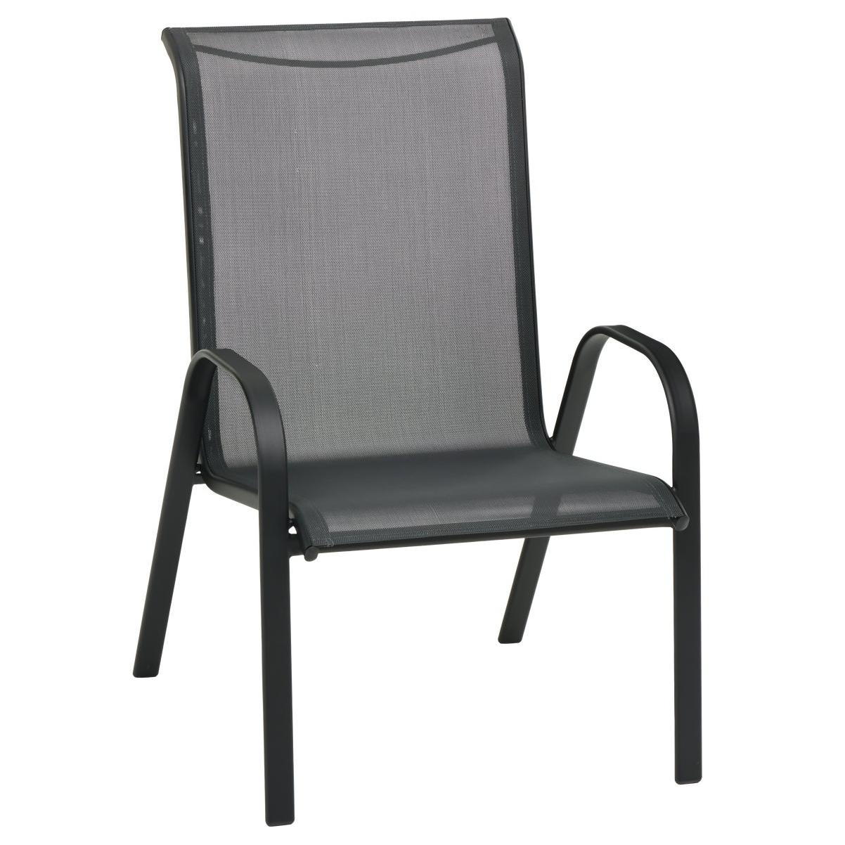 Windsor Collection Black Steel Sling Oversized Stacking Chair