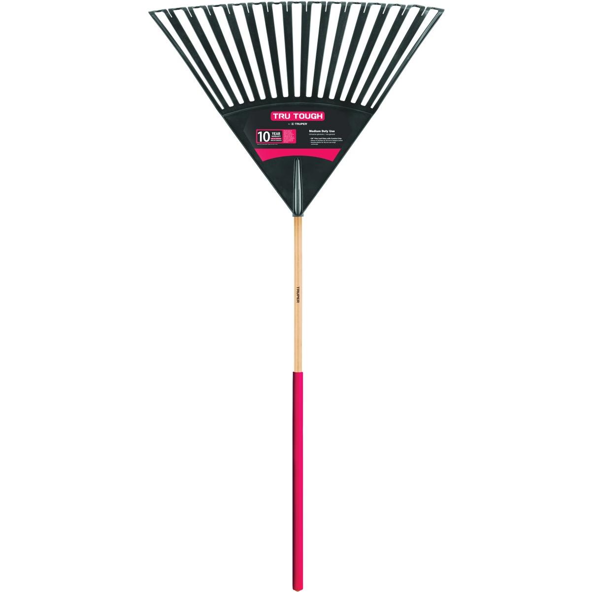 Truper Tru Tough 30 In. Poly Head Clog-Resistant Leaf Rake with 48 In. Wood Handle